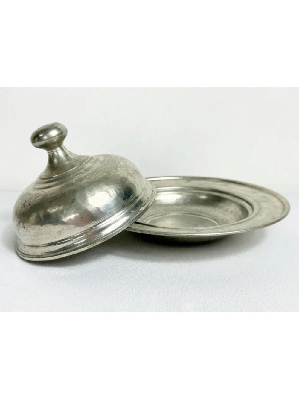Vintage Pewter Hand Hammered Domed Lid Serving Dish Set